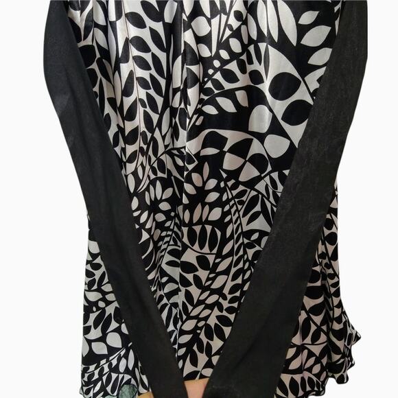 SPEECHLESS Juniors Sz 9 Black White Leaf Print Dress A-Line Knee Length Straps - Picture 7 of 10